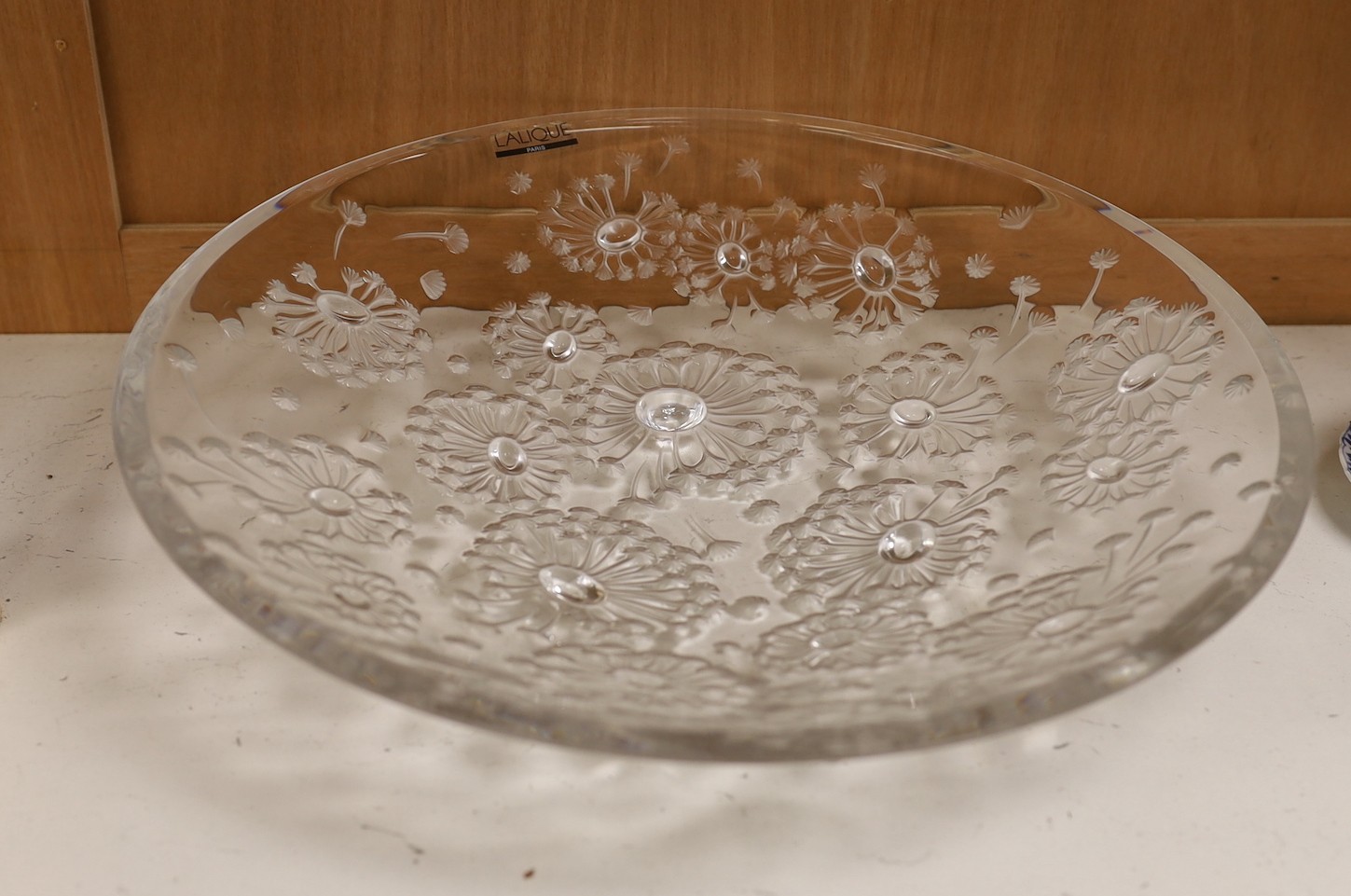 A Lalique dish, ‘Lalique R France’ etched to rim, 34cm diameter